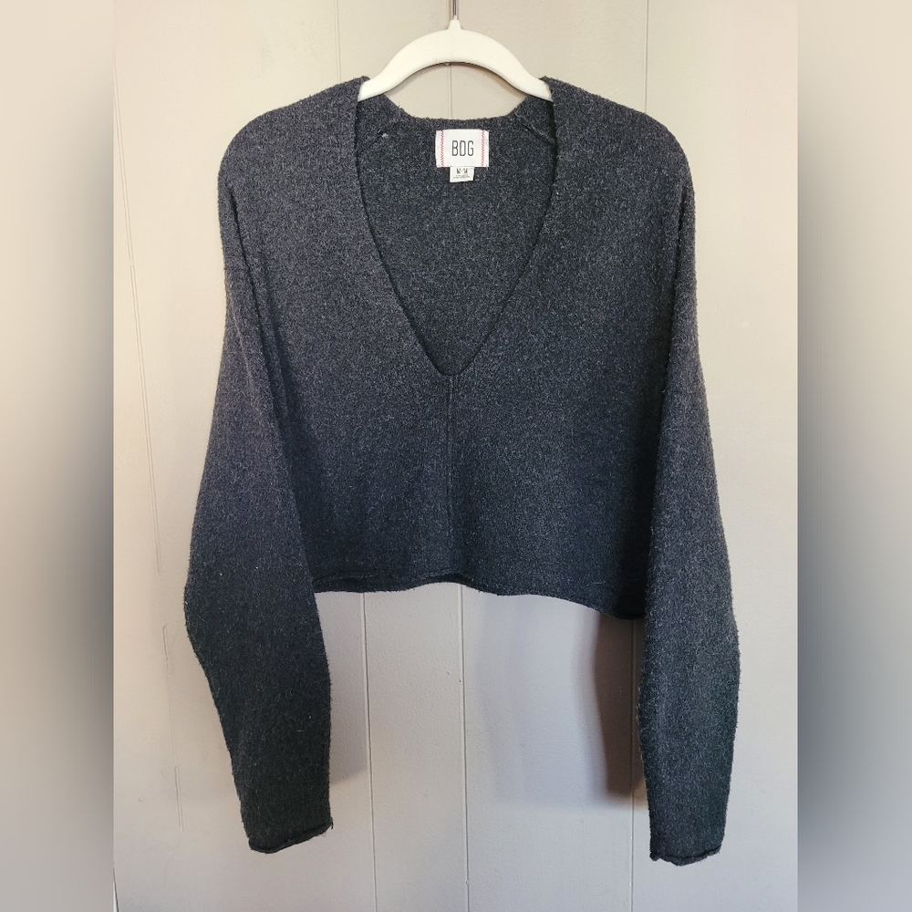 BDG Charcoal V-Neck Cropped Sweater